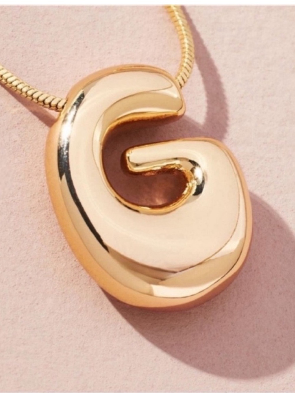 New! Gold Bubble Monogram Initial Letter Necklace NWOT